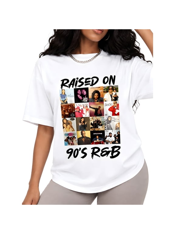 Women's Vintage Graphic T Shirt 90s Music Inspired Print Short Sleeve Crew Neck Casual Tee