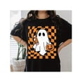 thumbnail image 1 of Women's Vintage Halloween T-Shirt, Cute Spooky Graphic Tee with Bats, Tops for Fall，Round neck，Fashion，cotton，black，S-5XL, 1 of 1