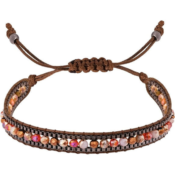 Women's Vintage Hand-Knotted Bracelet Bohemian Beaded Cord Adjustable Irregular Gemstone Bracelet
