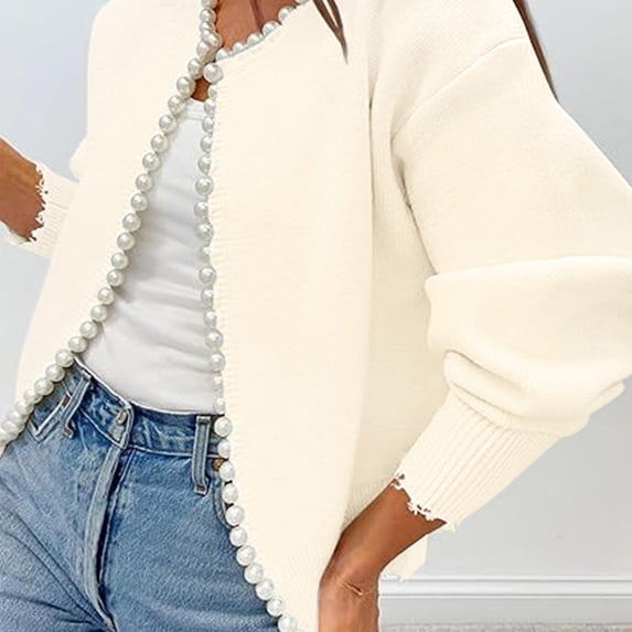 Women's Vintage Heavy Stitching Beaded Small Fragrant Knit Cardigan Over Sweater Jacket Coat Sweaters Long Hooded Cardigans for Women Cardigan Duster Sweater for Women Plaid Cardigan Long Dusters for
