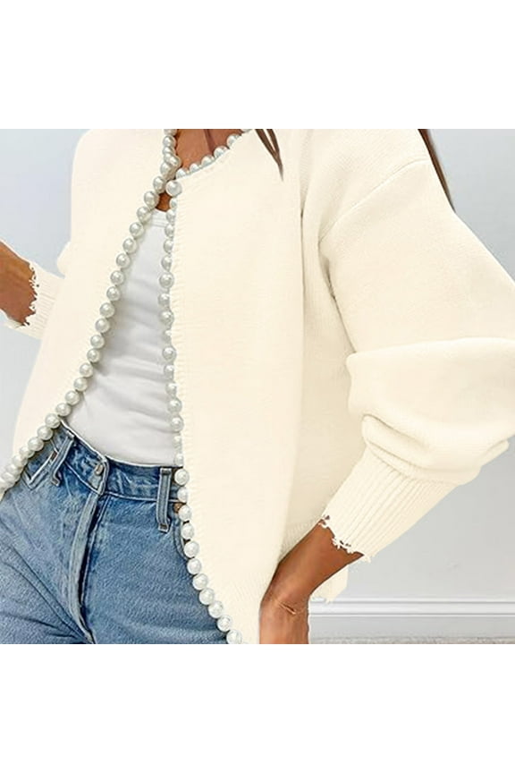 Women's Vintage Heavy Stitching Beaded Small Fragrant Knit Cardigan Over Sweater Jacket Coat Sweaters Long Hooded Cardigans for Women Cardigan Duster Sweater for Women Plaid Cardigan Long Dusters for