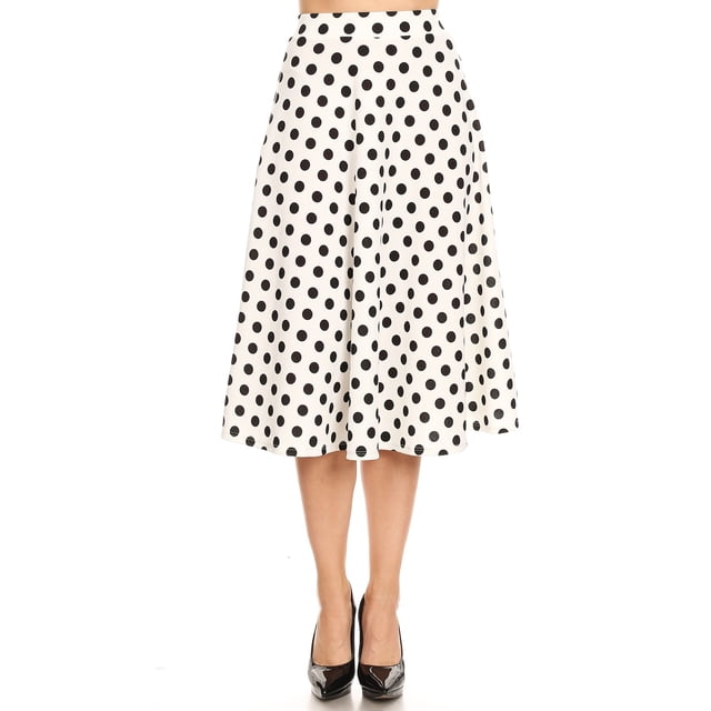 Women's Basic Casual Elastic Waist A-line Solid Flared Midi Skirt S-3XL