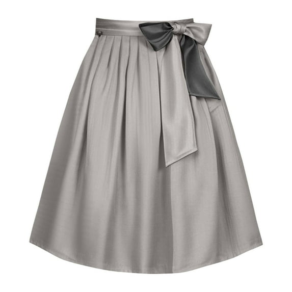Women's Vintage High Waist Midi Skirt Oktoberfest Skirts (Grey M)
