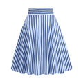 thumbnail image 1 of Women's Vintage High Waisted A-Line Skirt Knee Length Vertical Stripe Pattern Pleated Flare Swing Skirt Elegant Office Work Party Cocktail Event Apparel, 1 of 6