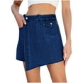 thumbnail image 1 of Women's Vintage High Waisted Denim Skorts - Asymmetrical Layered Hem Skirts with Pocket 2025 Summer Trendy Button Up Casual Skirt Shorts for Vacation & Daily Wear, 1 of 6