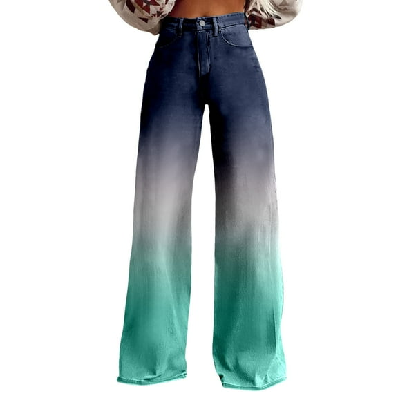 Women's Vintage High Waisted Wide Leg Floral Printed Pull On Baggy Trousers, Comfortable & Fashionable, Multiple Sizes