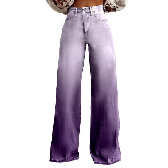 Women's Vintage High Waisted Wide Leg Floral Printed Pull On Baggy Trousers, Comfortable & Fashionable, Multiple Sizes