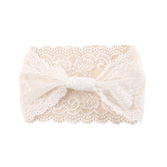 Women's Vintage Hollow Lace Knotted Headband, Wide Elastic Floral Lace Wrap Hairband Hair Accessories for Women Daily Casual Wear,White