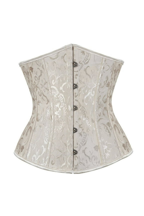 Women's Vintage Lace Up Corset Tops Underbust Boned Floral Corsets Bustier Waist Training Cincher Plus Size Body Shaper