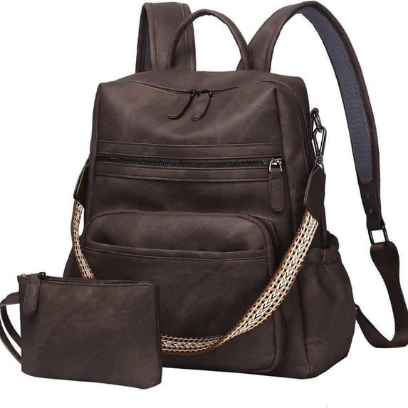 Women's Vintage Leather Backpack Purse,Anti‑theft Daypack Large Travel Backpack Satchel Handbag