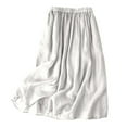 thumbnail image 1 of Women's Vintage Linen Midi Skirt - Elastic Waist Solid Color Summer Skirt, Polyester, M-XXL Sizes, 1 of 3
