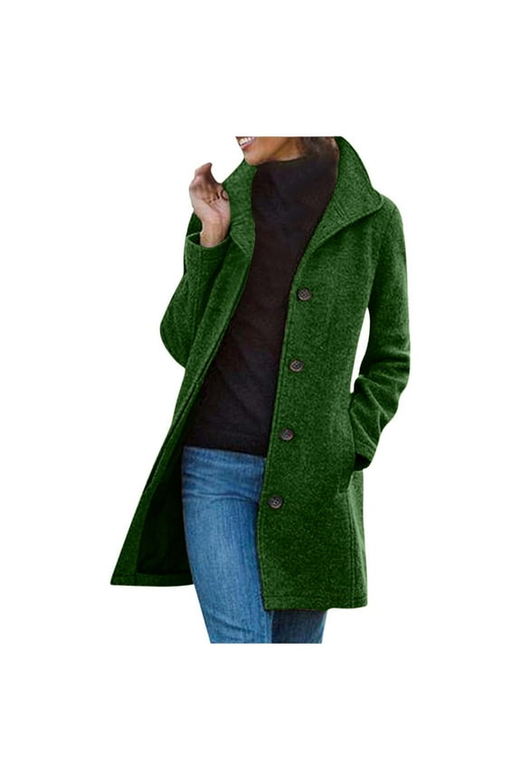 Women's Vintage Longline Solid Wool Coat Autumn/Winter Outerwear