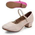 thumbnail image 1 of Women's Vintage Mary Jane Block Heel Dance Pumps, Ankle Strap Closed Toe Ballroom Shoes, Elegant Performance Footwear for Wedding, Party White 37, 1 of 6