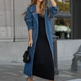 thumbnail image 1 of Women's Vintage Midi Long Jean Jacket Loose Fit Jacket Trench Coat With Belt Raincoat Womens Waist Length Jacket for Women Long Puffy Jacket Rain Jacket Women Cute Women Windbreaker Womens Thin Jacket, 1 of 5