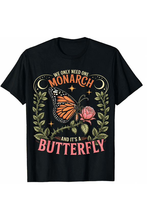 Women's Vintage Monarch Butterfly Graphic T-Shirt, Retro Floral Butterfly Nature Lover Short Sleeve Casual Tee