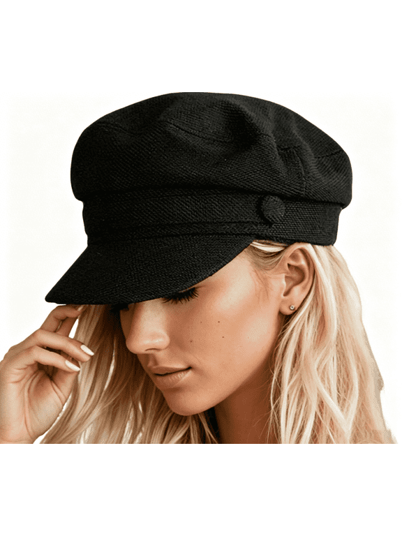 Newsboy Hats for Women, Soft Peaked Beret Hats, Round Top for Everyday Style, Sun Protection, Travel & Timeless Looks, Black