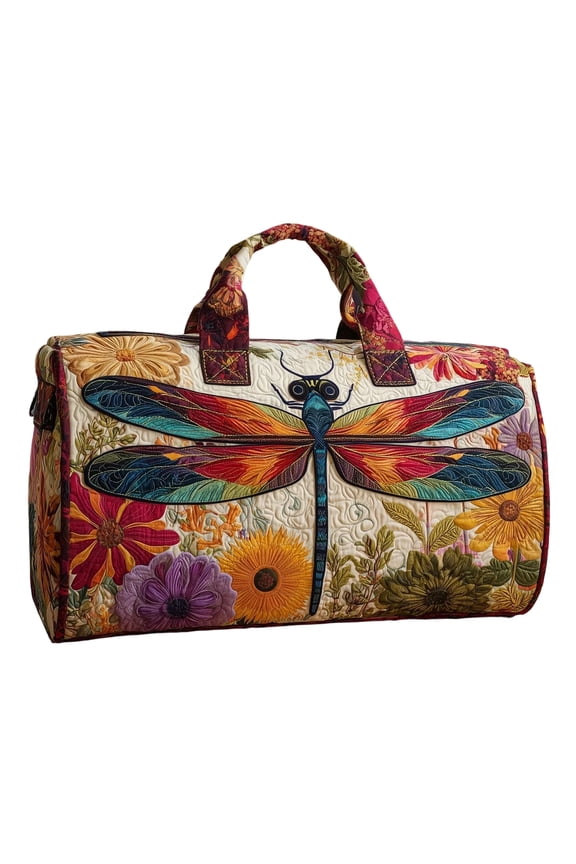 Women's Vintage Petals Quilted Duffle Bag, Floral Canvas Weekender Overnight Travel Bag(H, 16" L x 8" W x 8" H)