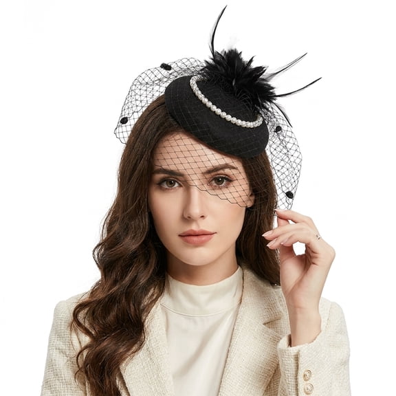 Women’s Vintage Pillbox Fascinator Hat – 1920s & 50s Tea Party, Derby, Wedding, with Hair Clip