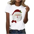 thumbnail image 1 of Women’s Vintage Pink Santa Claus Face Christmas T Shirt Jolly Holiday Graphic Short Sleeve Crewneck Tee Cute Festive Xmas Top for Women Casual Holiday Wear, 1 of 3
