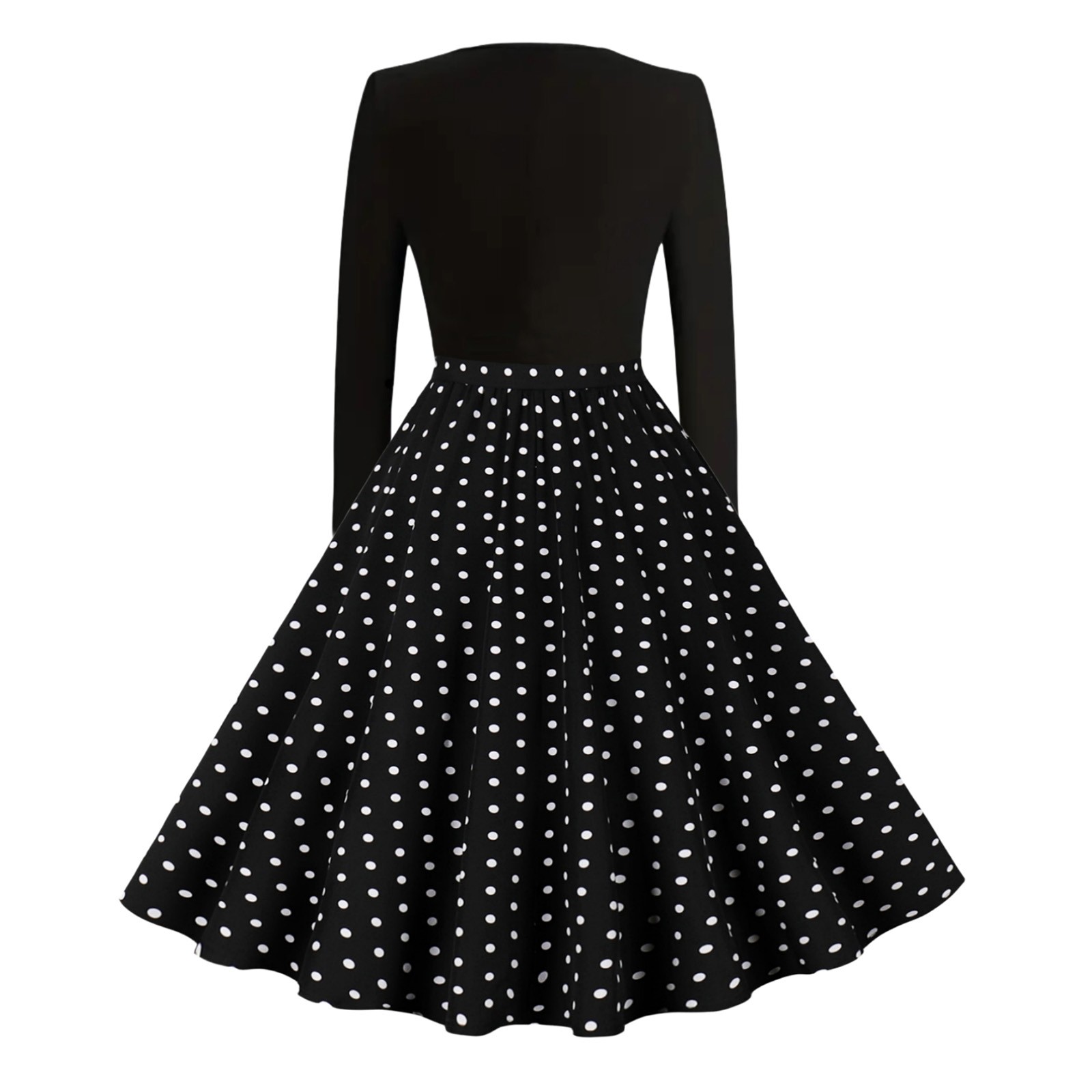 Women's Vintage Plaid Dress Long Sleeve Round Neck ALine Casual Midi