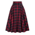 thumbnail image 1 of Women's Vintage Plaid Pleated Skirt High Waist A-Line Skirts Casual Pocket Midi Skirt, 1 of 6