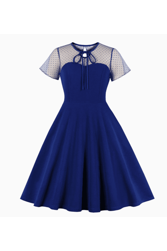 Women's Vintage Polka Dot 1950s Audrey Retro Rockabilly Prom Dress 50's 60's A-Line Cocktail Party Swing Dress