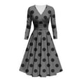 thumbnail image 1 of Women's Vintage Polka Dot Dress 3/4 Sleeve V-Neck A-Line Swing Dress for Party and Casual Wear, 1 of 3