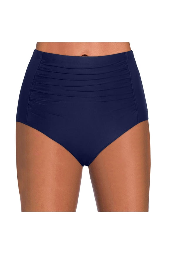 Women's Vintage Print High Waist Brazilian Bikini Bottoms - Side Tie Thong Swimbottom with High-Cut Leg