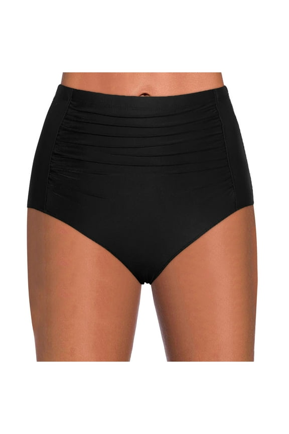 Women's Vintage Print High Waist Brazilian Bikini Bottoms - Side Tie Thong Swimbottom with High-Cut Leg