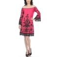 thumbnail image 1 of Women's Vintage Printed Off the Shoulder Mini Dress, 1 of 4