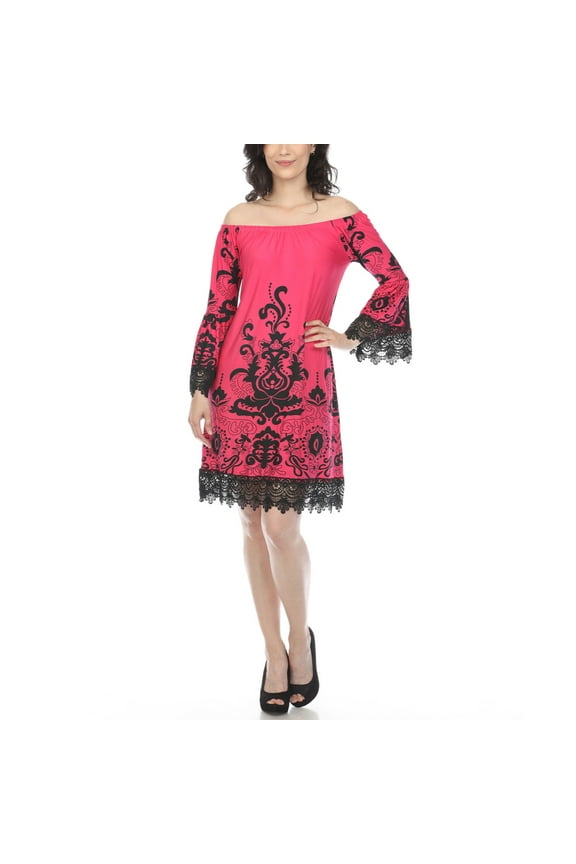 Women's Soft Vintage Print Off-Shoulder Mini Dress