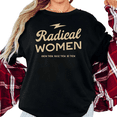 thumbnail image 1 of Women's Vintage "Radical Women" Lightning Bolt Casual T Shirt Feminist Empowerment Short Sleeve Round Neck Top Black S-5XL, 1 of 5