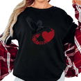 thumbnail image 1 of Women's Vintage Raven & Rose Heart Graphic T Shirt Gothic Mystical Bird Lover Casual Short Sleeve Round Neck Top Black S-5XL, 1 of 5
