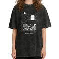 thumbnail image 1 of Women's Vintage "Read In Peace" Skeleton Graphic Comfortable Washed T Shirt Book Lover Black S-2XL Plus Size, 1 of 5
