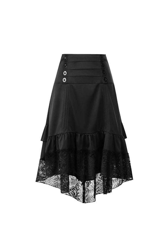 Women's Vintage Retro Skirt Gothic Style Lace Drawstring Stitching Elastic Waist Skirts Skirts for Women 2025