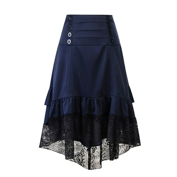 Women's Vintage Retro Skirt Gothic Style Lace Drawstring Stitching Elastic Waist Skirts Skirts for Women 2025