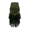 thumbnail image 1 of Women's Vintage Retro Skirt Gothic Style Lace Drawstring Stitching Middle Skirt Army Green M, 1 of 5