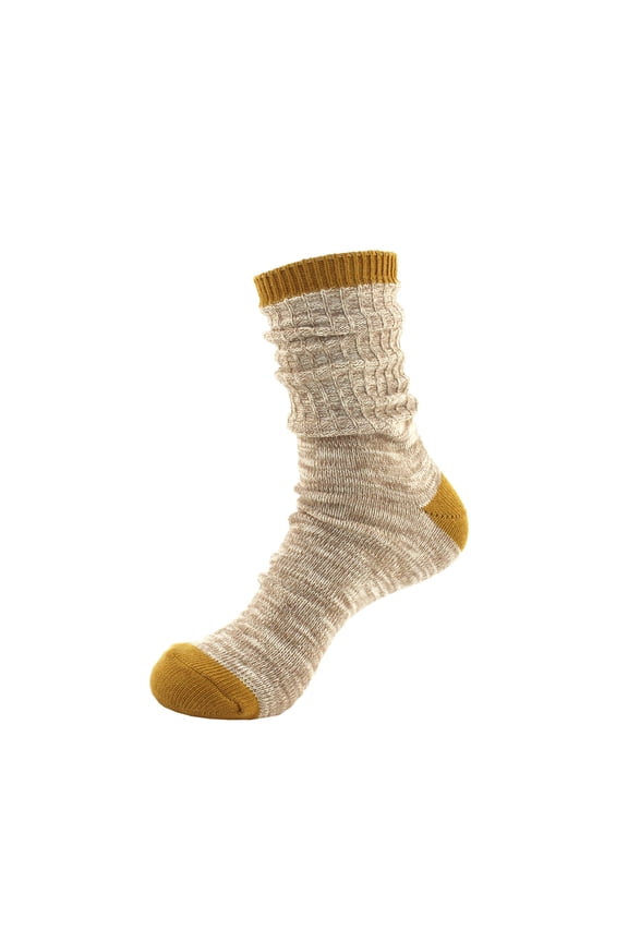 Women's Vintage Ribbed Style Slouch Boot Cotton Fall Winter Crew Socks - 1 Pair (Honey)