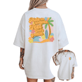 thumbnail image 1 of Women's Vintage "Ride The Waves Feel God's Grace" Surf Beach Graphic Breathable T Shirt Short Sleeve Round Neck Top White S-5XL, 1 of 5