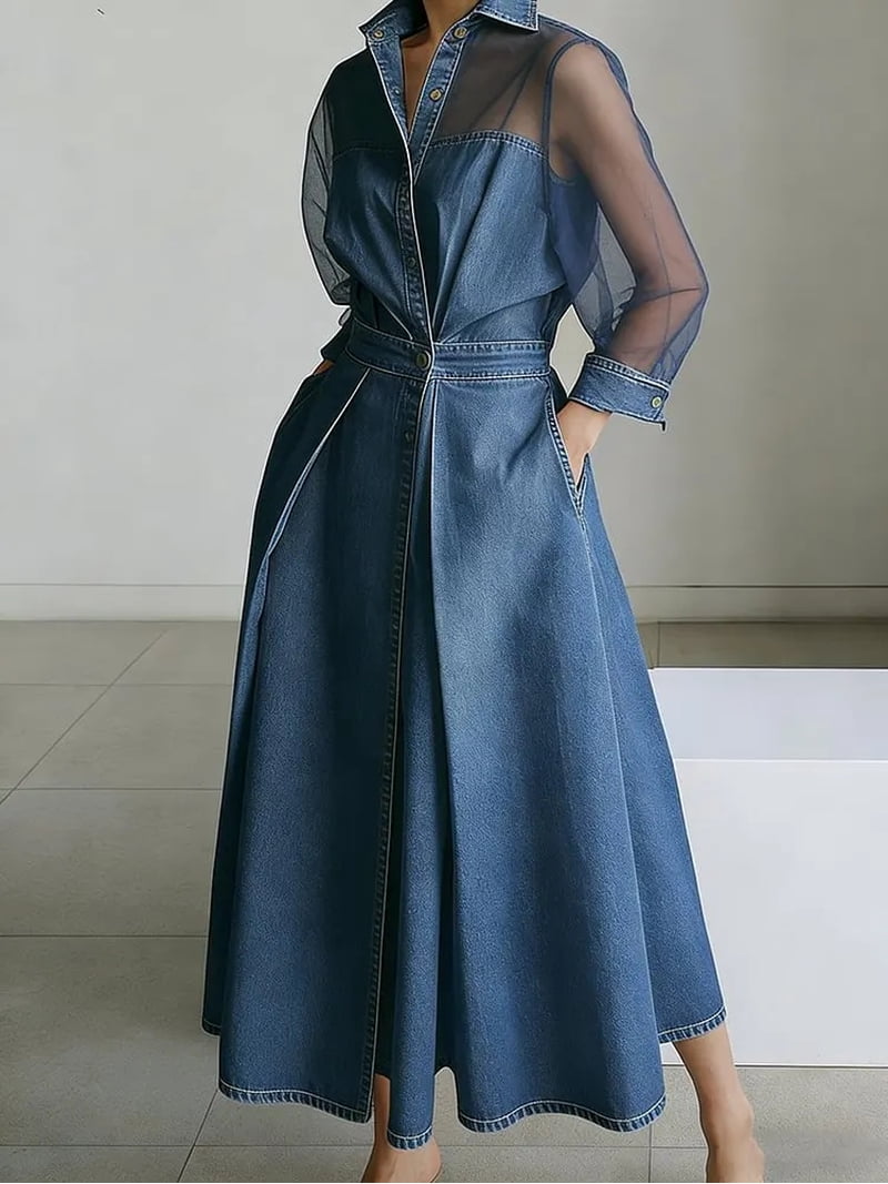 tencel denim maxi dress Buy Mid Blue Lightweight TENCEL Denim Beach Midi Kaftan Dress from Next USA