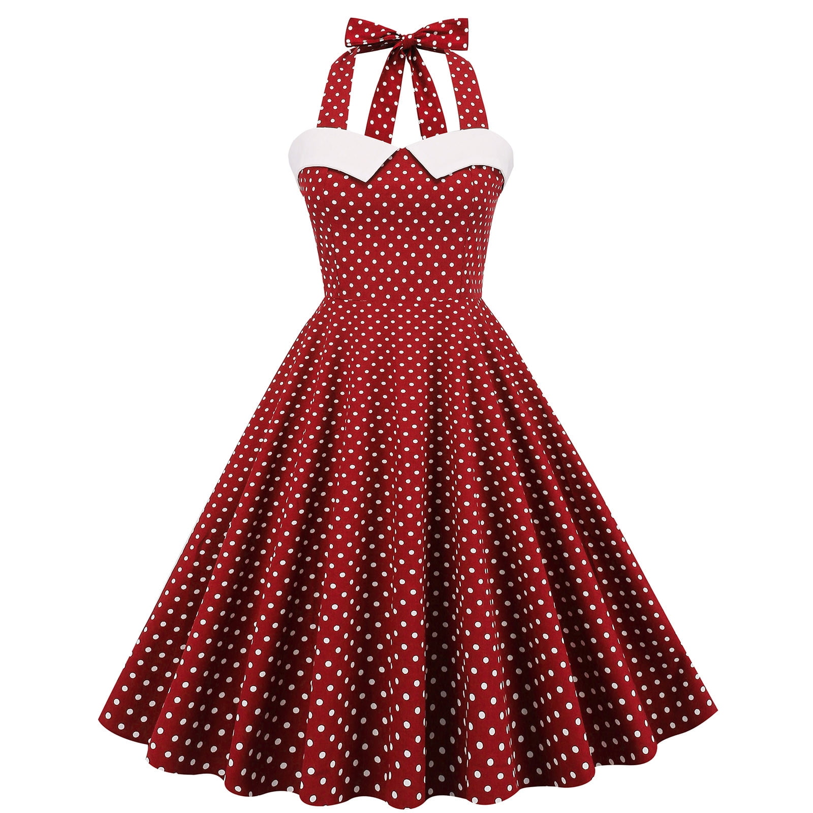Women's Vintage Sleeveless Polka Dot Style Swing Dress 1950s Lace Up Retro Cocktail Tea Party Dress - Walmart.com Women's Vintage Sleeveless Polka Dot Style Swing Dress 1950s Lace Up Retro Cocktail Tea Party Dress - Walmart.com