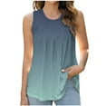 thumbnail image 1 of Women's Vintage Sleeveless Tunic Tops Loose Fit Flowy Y2K Tops Dressy Casual Elegant Going out Blouse Round Neck Fashion Summer Clothes for Teen Girls Gradient Color Tank Tops Army Green T Shirts S, 1 of 3