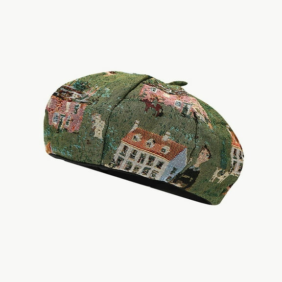 Women’s Vintage Spliced Denim Beret Painter Cap for Spring & Summer Sun Hat