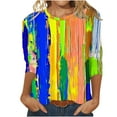 thumbnail image 1 of Women's Vintage Spring Elegant Shirts Tie Dye Ombre Round Neck Blouse 3/4 Sleeve Tunic Tops Loose Fit Flowy Y2K Tops Dressy Casual Fashion 2024 Summer Clothes for Teen Girls Multicolor T Shirts XXL, 1 of 5
