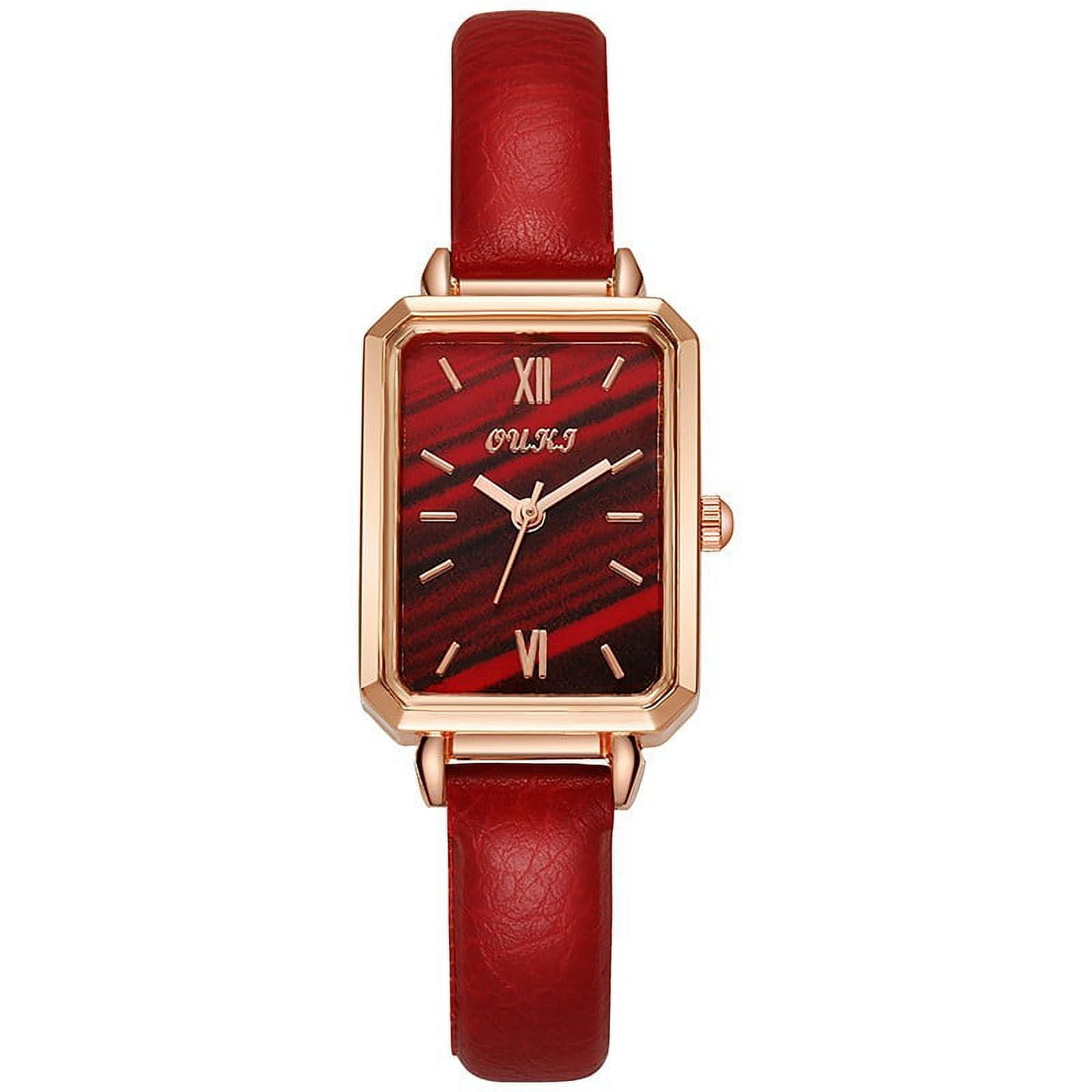 Women\'s Pink Square Leather Vintage Elegant Waterproof Quartz Retro Wrist Watch Women main image 4