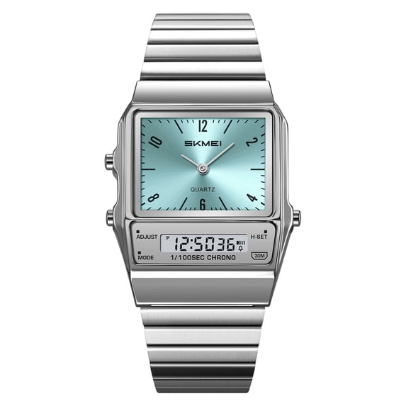 Women's Vintage Square Digital Watch with Stainless Steel Strap, Clear Display Date Week Alarm Stopwatch, 30M Water Resistant, Slim Case for Casual Wear