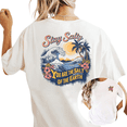 thumbnail image 1 of Women's Vintage "Stay Salty" Beach Wave Palm Tree Graphic T Shirt Tropical Summer Coastal Print Short Sleeve Round Neck Top White S-5XL, 1 of 5