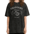 thumbnail image 1 of Women's Vintage Strawberry Festival Locally Sourced Graphic Comfortable Crew Neck Washed T Shirt Black S-2XL Plus Size, 1 of 5