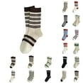 thumbnail image 1 of Women's Vintage Striped Socks Embroidered Lettering Winter Crew Socks, 1 of 4