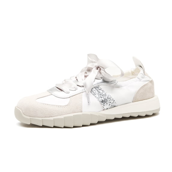 Women's Vintage Style Leather Platform Sneakers, Lace-up Walking Shoes